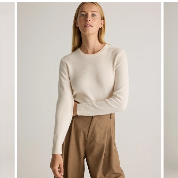 Quince Women's Elegant Cashmere Cream Crew Neck Sweater Size Medium - Picture 9 of 9